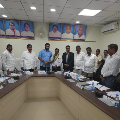 Our President Sri.Pocharam Bhasker Reddy Garu welcoming the newly joined DCO Sri N.Srinivasa Rao Garu